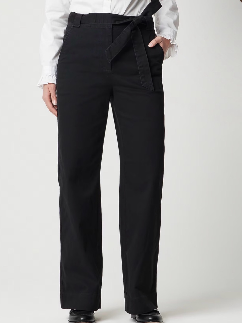J crew Tall inseam twill wide-leg tie-waist pant size 10